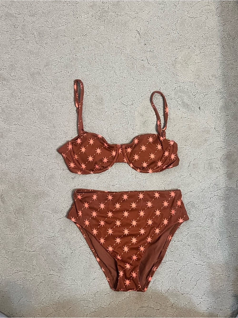Shade & Shore Brown and Orange Underwire Bikini Set